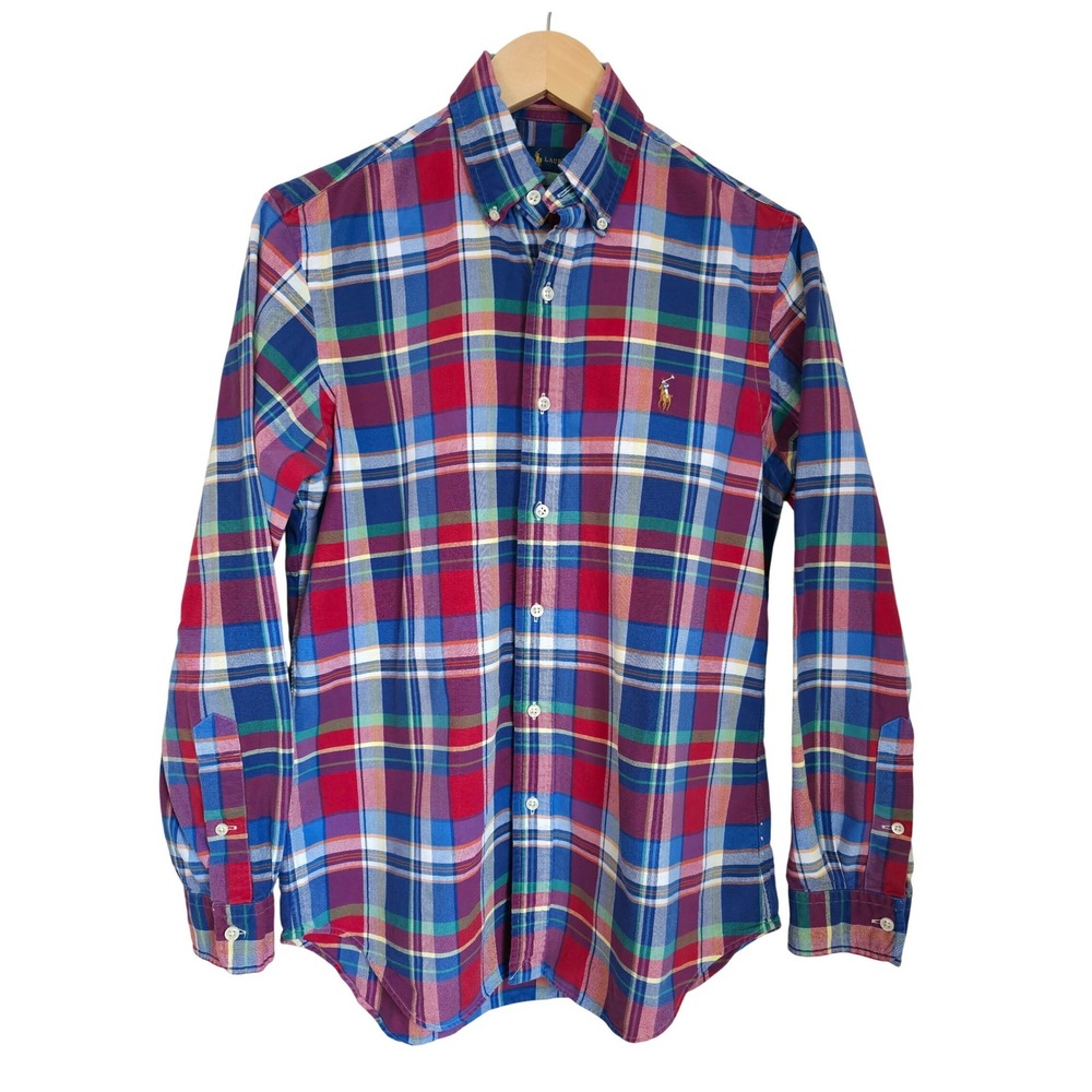 Ralph Lauren Plaid Button Down Shirt Mens Size S Multicolor Pony Logo Cotton - Picture 2 of 12
